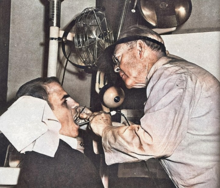 dorman examines teeth of former qb cal harms, kept dental practice through career